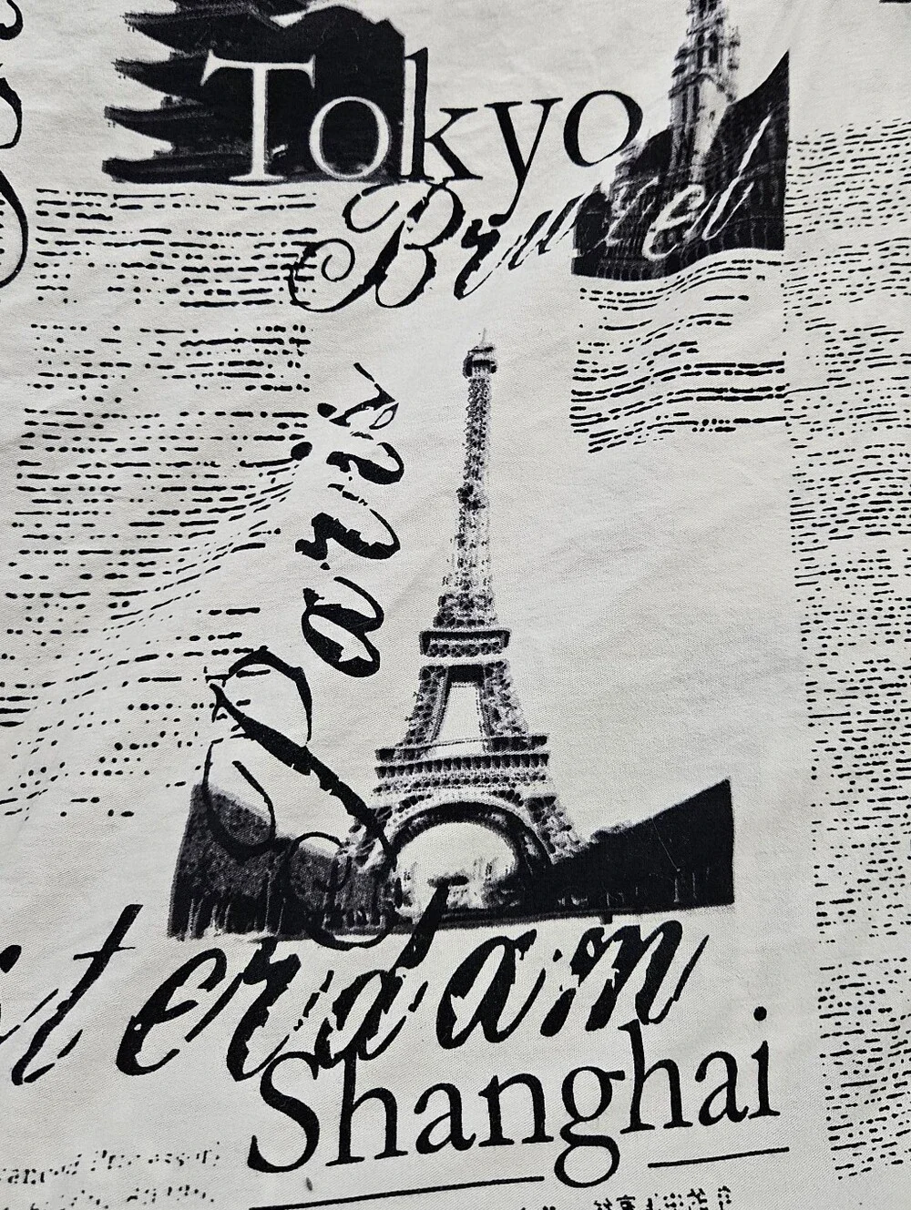 Alamode Bedlam Passport Paris London Black White TWIN Duvet Reversible Cotton